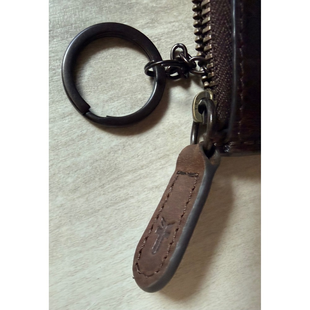 Frye Melissa Snap Card Wallet Distressed Leather Western Boho Dark Brown - Picture 8 of 9